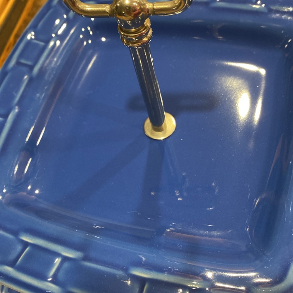 Longaberger Two Tier Dessert Serving Tray Woven Traditions Cornflower Pottery - Picture 14 of 17